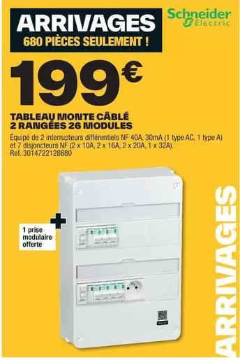 Schneider - Tableau Monte Câble 2 Rangées 26 Widoules : Promotion sur un produit innovant pour l'organisation de câbles.