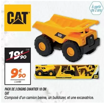 Cat - Pack De 3 Engins Chantier 18 Cm