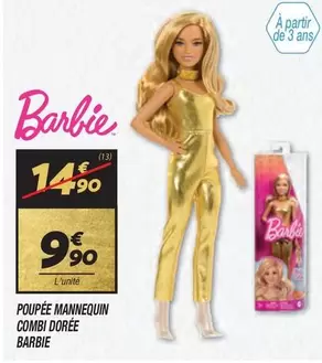 Barbie - Poupée Mannequin Combi Dorée