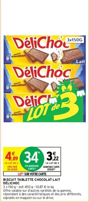 Délichoc - Biscuit Di Tablette Chocolat Lait