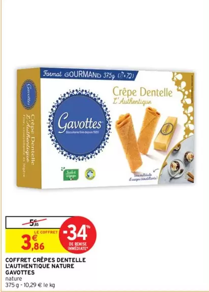 Gavottes - Coffret Crêpes Dentelle L'authentique Nature : Délicieuses crêpes dentelle en coffret, saveur authentique, parfaites pour les gourmands.