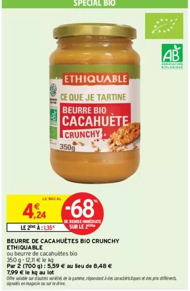 Ethiquable - Beurre De Cacahuètes Bio Crunchy