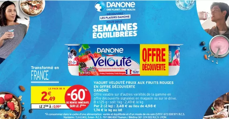 Danone - Yaourt Velouté Fruix Aux Fruits Rouges