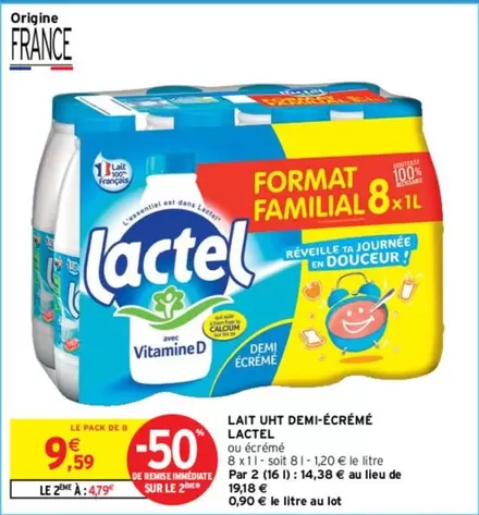 lactel - lait uht demi-écrémé