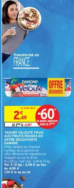 danone - yaourt velouté fruix aux fruits rouge en