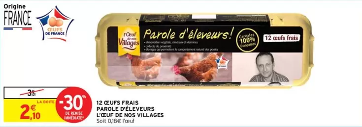 L'Œuf De Nos Villages : 12 Oeufs Frais Élevés avec Passion