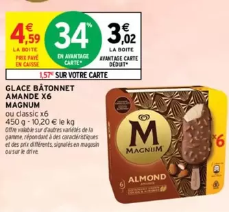 magnum - glace bâtonnet amande x6