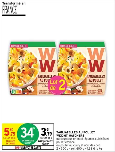 weight watchers - tagliatelles au poulet