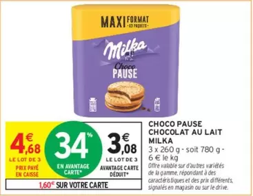 milka - choco pause chocolat au lait