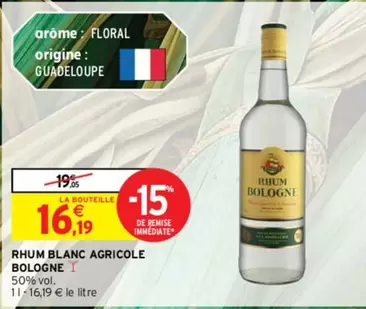 Bologne - Rhum Blanc Agricole