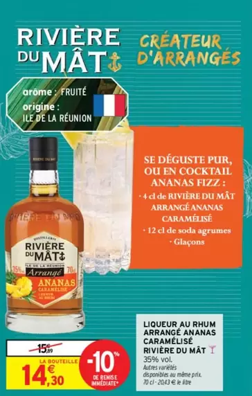 Rivière Du Mât - Liqueur Rhum Arrangé Ananas Caramé : Un délice tropical à déguster !