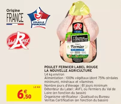 La Nouvelle Agriculture - Poulet Fermier Label Rouge : Qualité supérieure, élevage respectueux, goût authentique