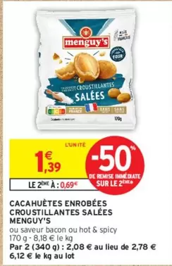 Menguy's - Cacahuètes Enrobées Croustillantes Salées : Snack Savoureux et Croquant