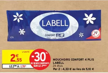 labell - mouchoirs confort 4 plis