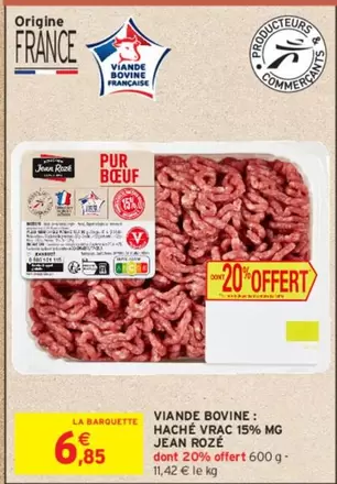 Jean Rozé - Viande Bovine: Haché Vrac 15% Mg