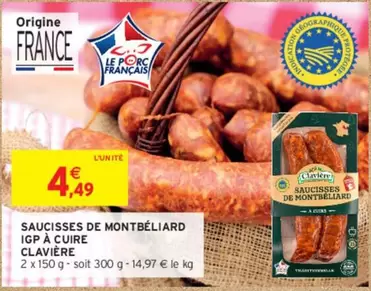 Clavière - Saucisses De Montbéliard Igp À Cuire