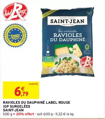 Saint Jean - Ravioles Du Dauphiné Label Rouge IGP Surgelées : délicieuses ravioles de qualité supérieure