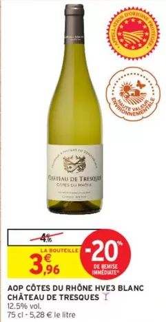 Château De Tresques - AOP Côtes Du Rhône HVE3 Blanc : Vin blanc d'exception à découvrir !