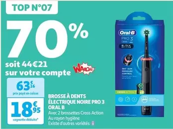 Oral-B - Brosse À Dents Électrique Noire Pro 3