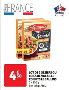 Le Gaulois - Lot de 2 Gésiers ou Foies de Volaille Confits - Promotion Spéciale