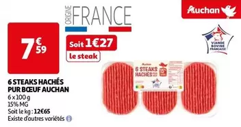 Auchan - 6 Steaks Hachés Pur Bœuf