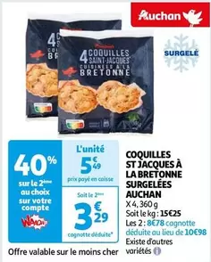 Auchan - Coquilles St Jacques À La Bretonne Surgelées : délicieuses, prêtes à cuisiner, parfaites pour vos repas festifs