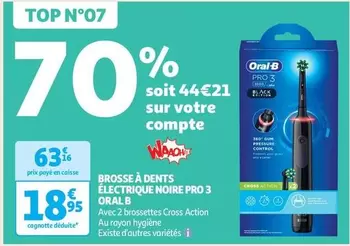 Oral-B - Brosse À Dents Électrique Noire Pro 3