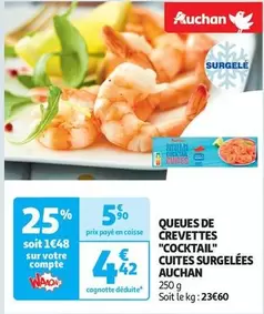 Auchan - Queues de Crevettes 'Cocktail' Cuites Surgelées