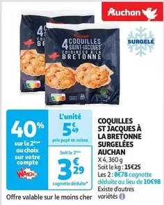 Découvrez les Coquilles St Jacques À La Bretonne Surgelées d'Auchan - Une délicieuse spécialité bretonne à savourer chez vous !