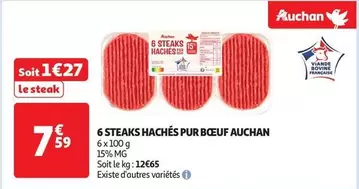 Auchan - 6 Steaks Hachés Pur Boeuf