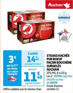 Steaks Hachés Pur Boeuf Façon Bouchère Surgelés - Auchan