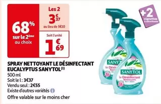 Sanytol Spray Nettoyant Désinfectant Eucalyptus - Efficace contre les germes, parfum frais et agréable