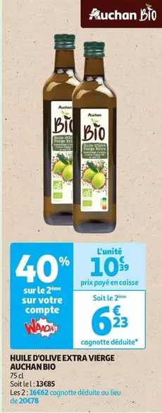 Auchan Bio - Huile D'olive Extra Vierge 