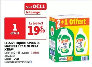 X-Tra Lessive Liquide Savon De Marseille et Aloe Vera - Efficacité et douceur pour un linge frais