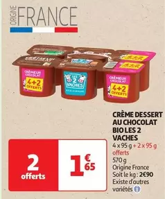 Les 2 Vaches - Crème Dessert Au Chocolat Bio 