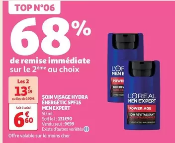 L'Oréal Men Expert Hydra Energétic SPF15 : Soin Visage Énergisant pour Hommes