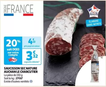 Auchan - Saucisson Sec Nature Le Charcutier