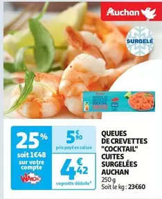 Queues De Crevettes 'cocktail' Cuites Surgelées Auchan - Parfaites pour vos apéritifs!