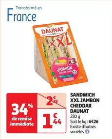 Daunat - Sandwich Xxl Jambon Cheddar