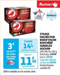 Steaks Hachés Pur Boeuf Façon Bouchère Surgelés - Auchan