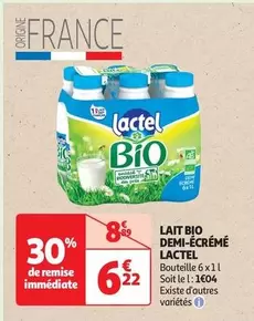 Lactel - Lait Bio Demi-écrémé