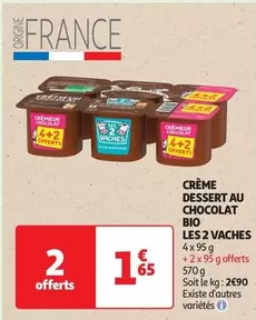 Les 2 Vaches - Crème Dessert Au Chocolat Bio