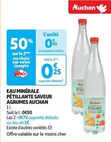 Auchan - Eau Minerale Pétillante Saveur Agrumes