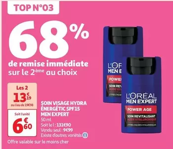 L'Oréal Men Expert Hydra Energetic SPF 15 : Soin Visage Énergisant pour Hommes