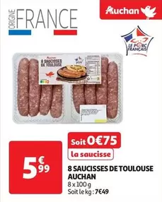 Auchan - 8 Saucisses De Toulouse