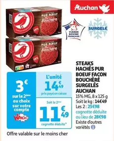 Steaks Hachés Pur Boeuf Façon Bouchère Surgelés - Auchan