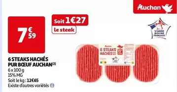 Auchan - 6 Steaks Hachés Pur Bœuf