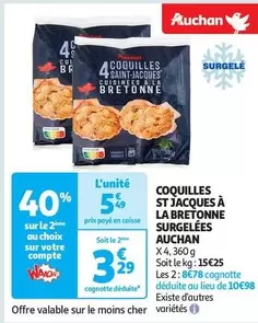 Auchan - Coquilles St Jacques à la Bretonne Surgelées : un délice marin à savourer !