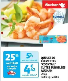 Queues De Crevettes 'Cocktail' Cuites Surgelées - Auchan