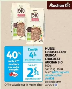 Auchan - Muesli Croustillant Quinoa Chocolat Bio